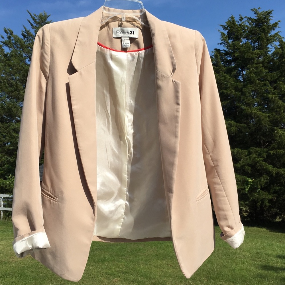 F21 Khaki Dress Blazer Jacket w/ Pockets Small
